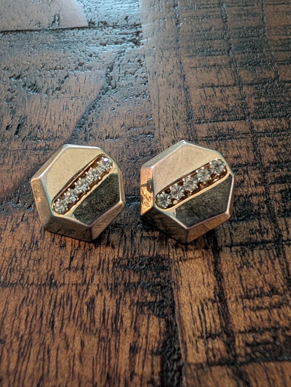 Vintage Gold Rhinestone Geometric Earrings